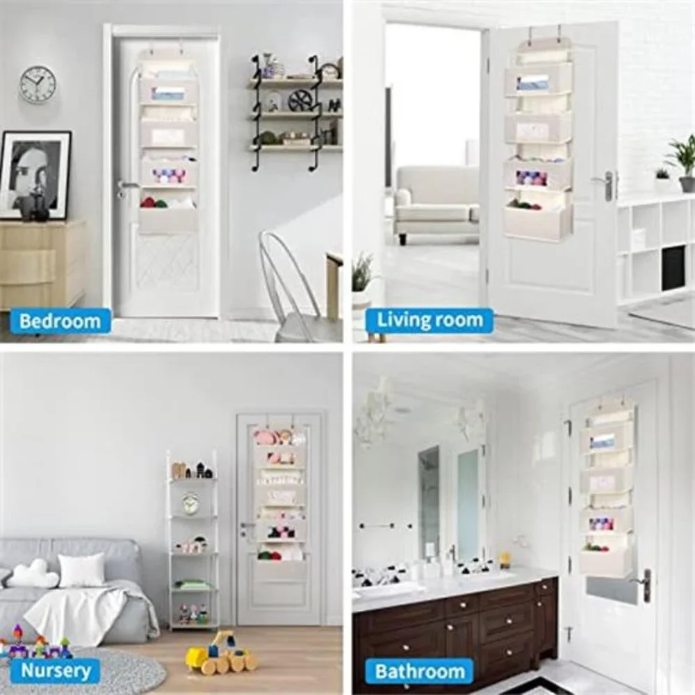 Over Door Hanging Organizer 4 Shelf Pocket Storage Clear Window Closet Bathroom